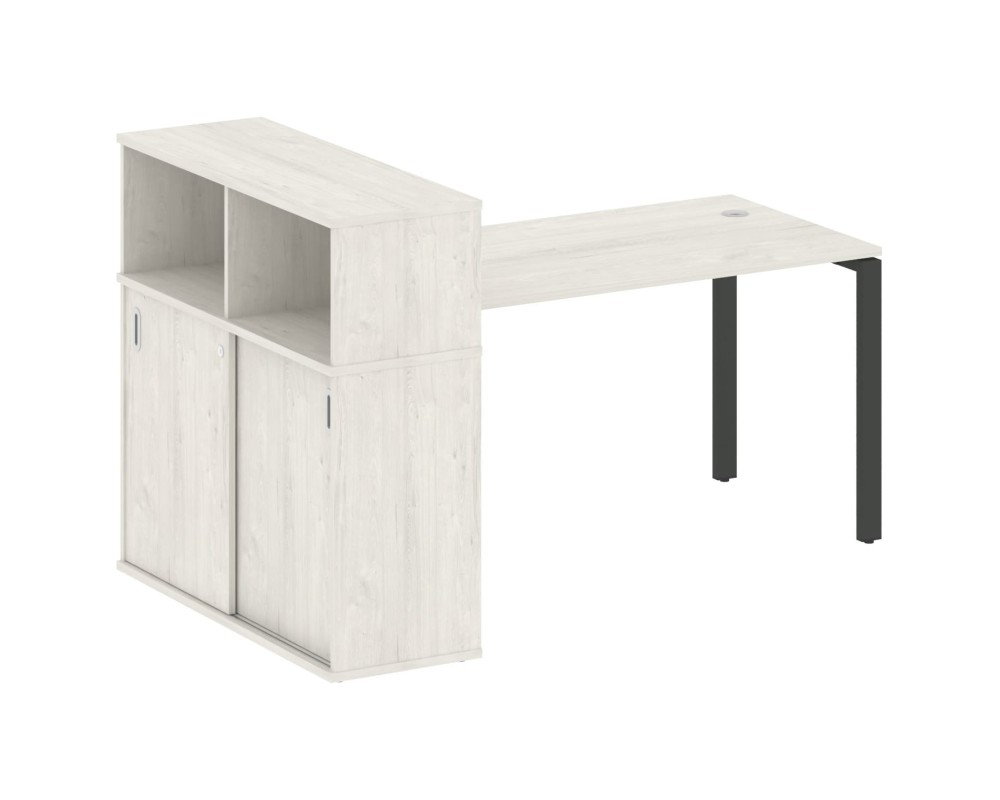 Desk on a U-shaped metal frame with a supporting wardrobe, 181x112x109.8, Metal System