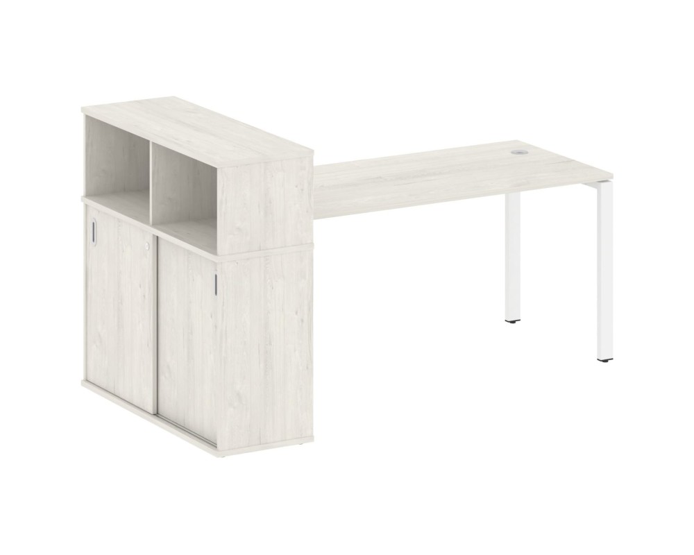 Desk on a U-shaped metal frame with a supporting wardrobe, 201x112x109.8, Metal System