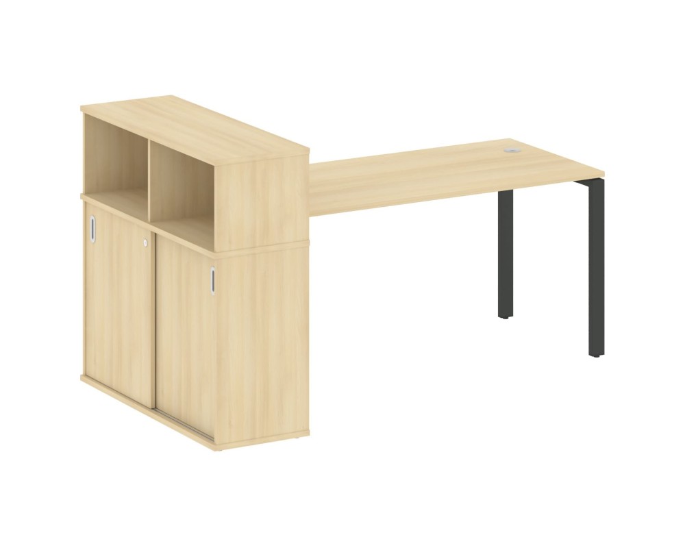 Desk on a U-shaped metal frame with a supporting wardrobe, 201x112x109.8, Metal System