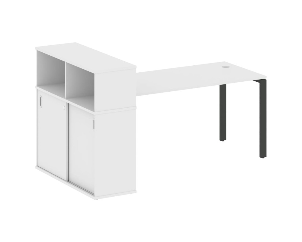 Desk on a U-shaped metal frame with a supporting wardrobe, 201x112x109.8, Metal System