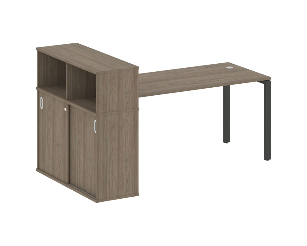 Desk on a U-shaped metal frame with a supporting wardrobe, 201x112x109.8, Metal System