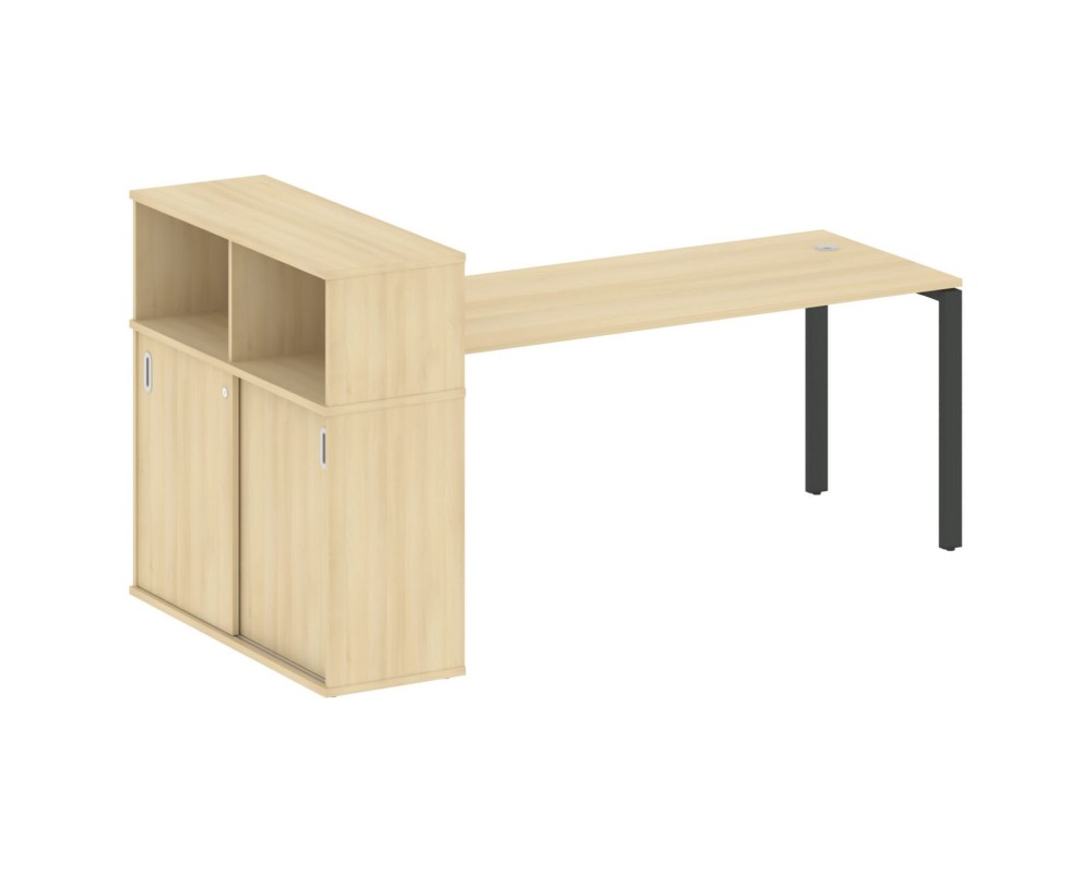 Desk on a U-shaped metal frame with a supporting wardrobe, 221x112x109.8, Metal System