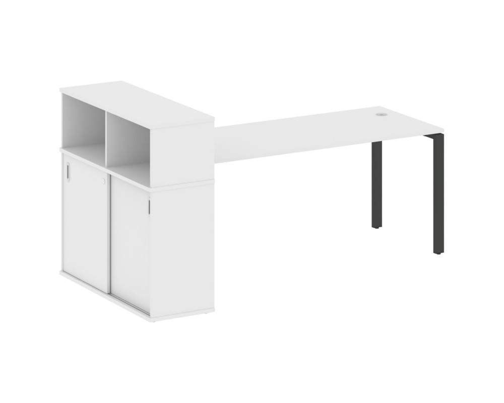 Desk on a U-shaped metal frame with a supporting wardrobe, 221x112x109.8, Metal System