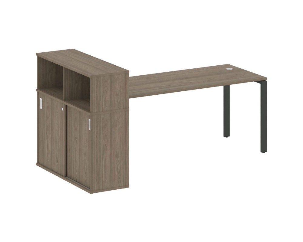 Desk on a U-shaped metal frame with a supporting wardrobe, 221x112x109.8, Metal System