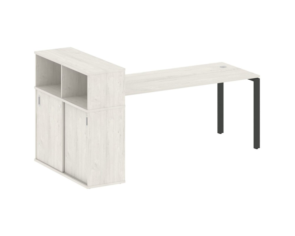 Desk on a U-shaped metal frame with a supporting wardrobe, 221x112x109.8, Metal System