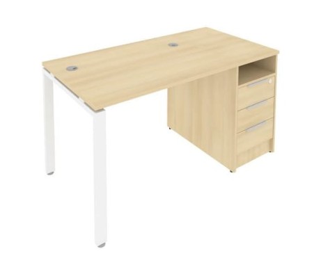 Workstation on a U-shaped metal frame with a supporting pedestal, 141.2x72x75, Metal System