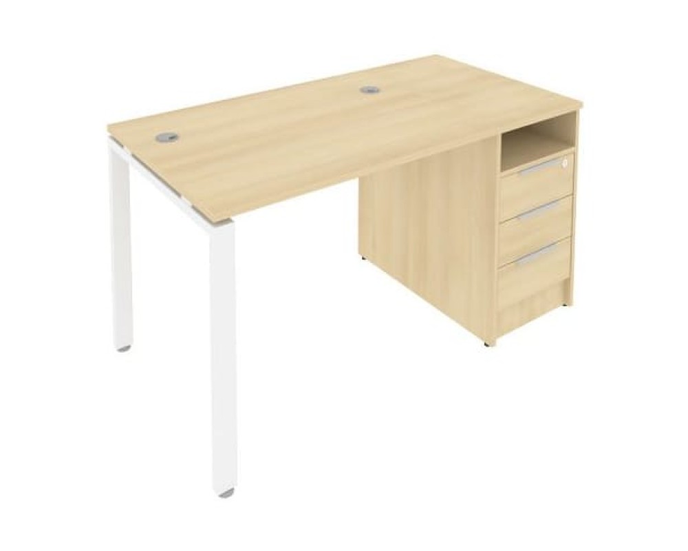 Workstation on a U-shaped metal frame with a supporting pedestal, 141.2x72x75, Metal System