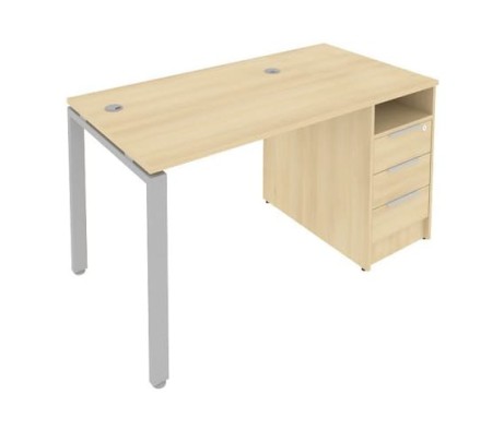 Workstation on a U-shaped metal frame with a supporting pedestal, 141.2x72x75, Metal System