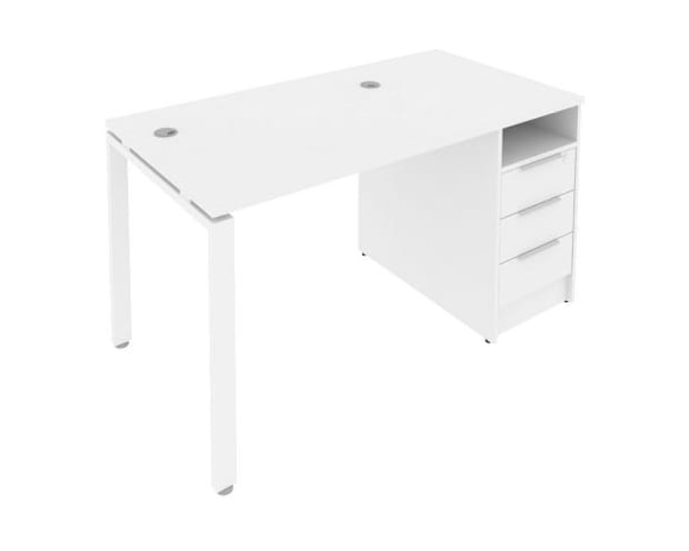 Workstation on a U-shaped metal frame with a supporting pedestal, 141.2x72x75, Metal System