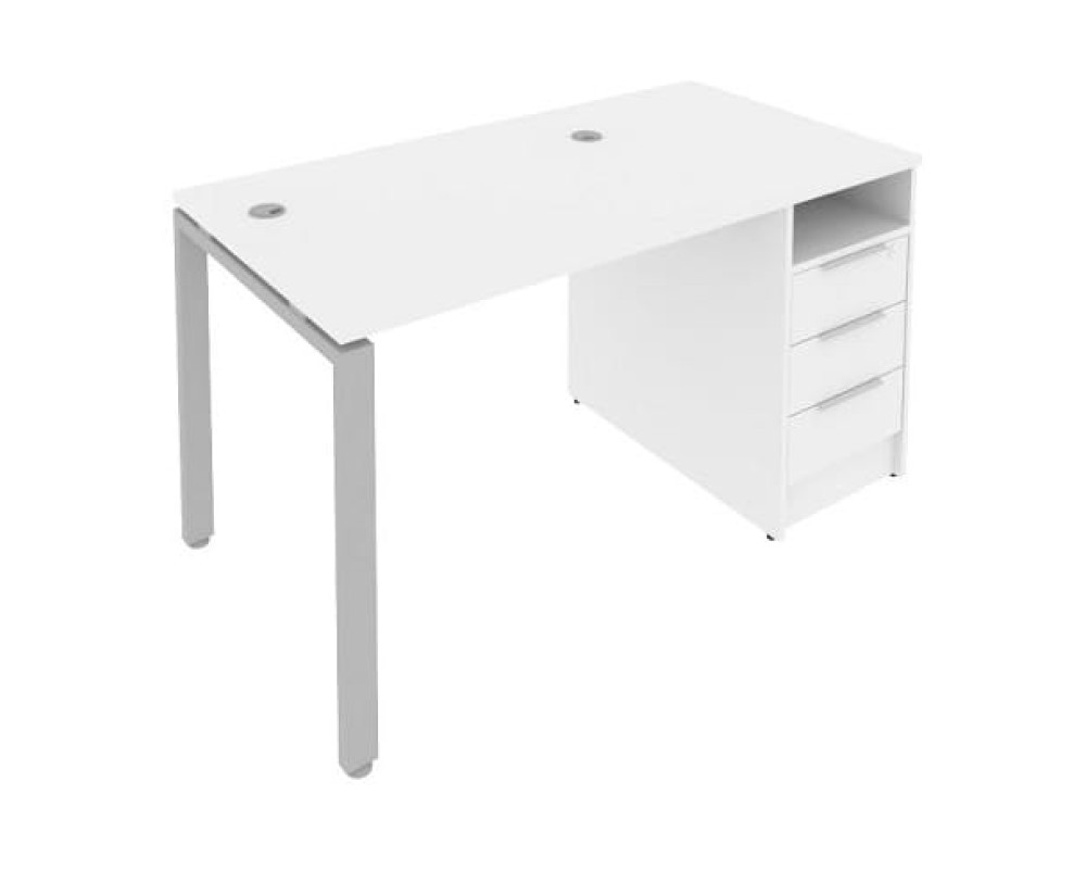 Workstation on a U-shaped metal frame with a supporting pedestal, 141.2x72x75, Metal System