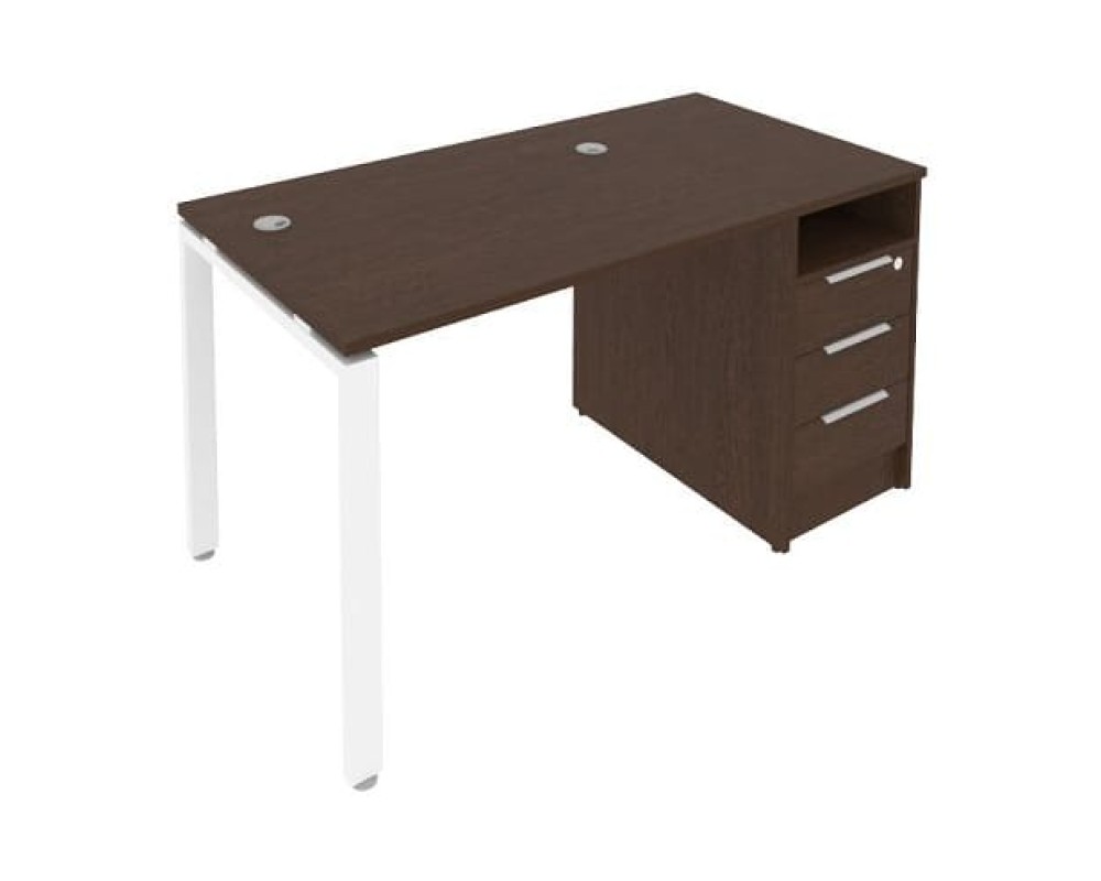 Workstation on a U-shaped metal frame with a supporting pedestal, 141.2x72x75, Metal System