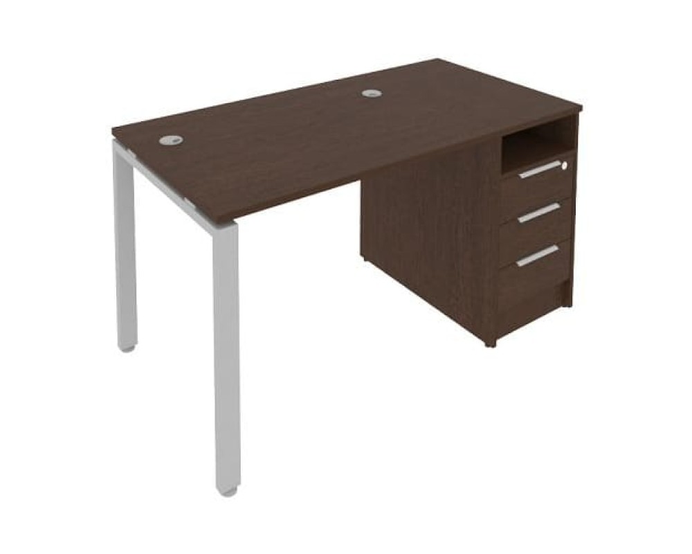 Workstation on a U-shaped metal frame with a supporting pedestal, 141.2x72x75, Metal System