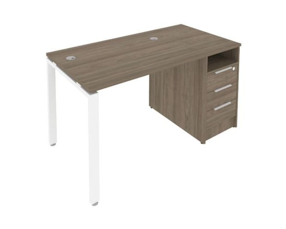 Workstation on a U-shaped metal frame with a supporting pedestal, 141.2x72x75, Metal System