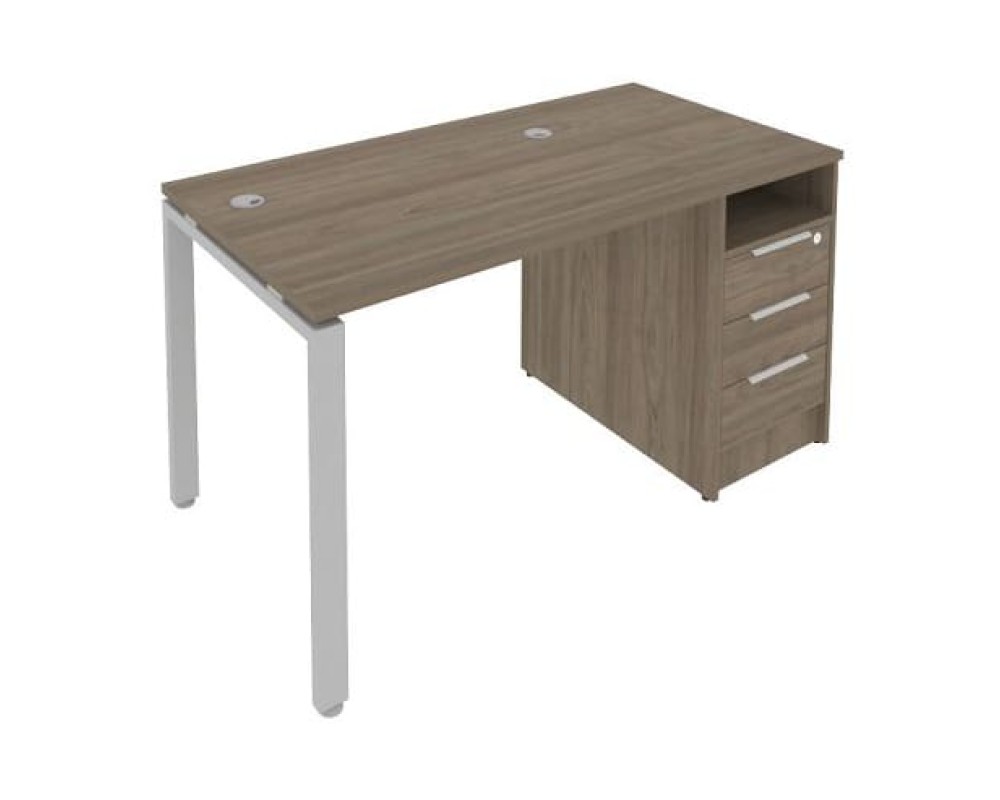 Workstation on a U-shaped metal frame with a supporting pedestal, 141.2x72x75, Metal System