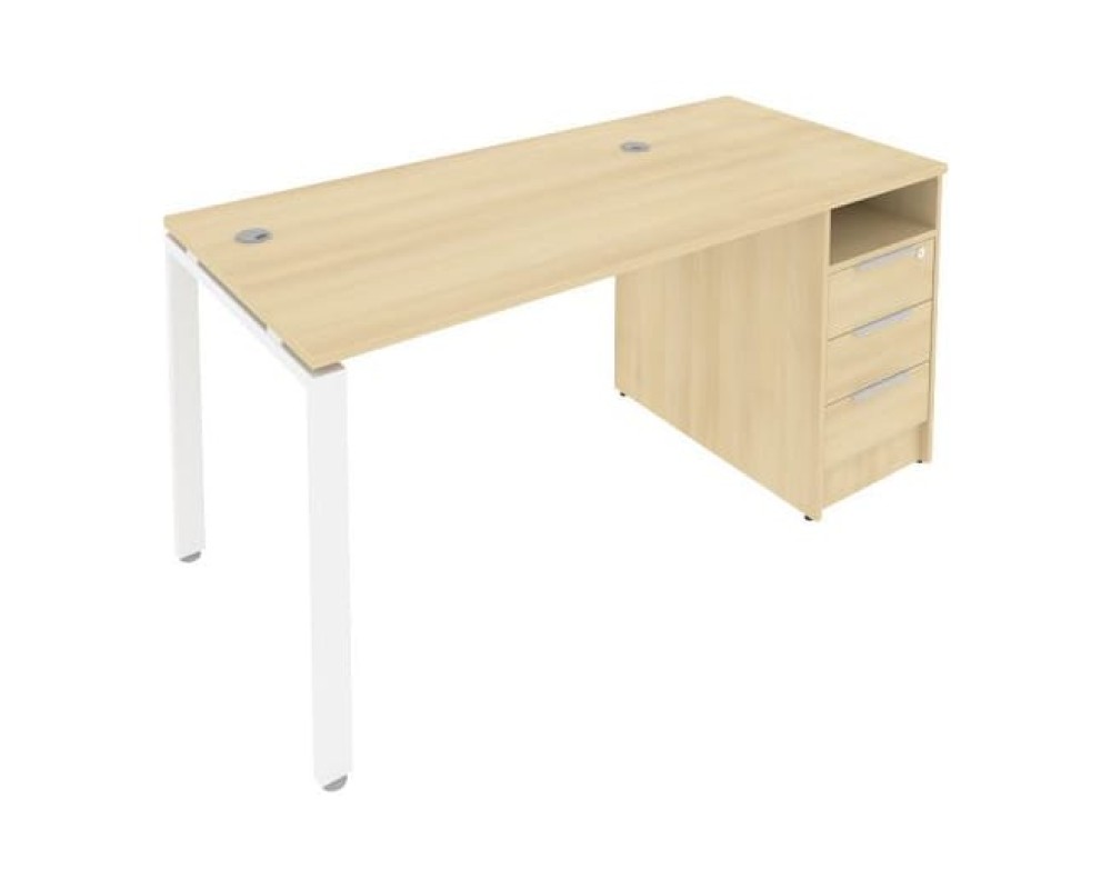 Workstation on a U-shaped metal frame with a supporting Pedestal 161.2x72x75 Metal System