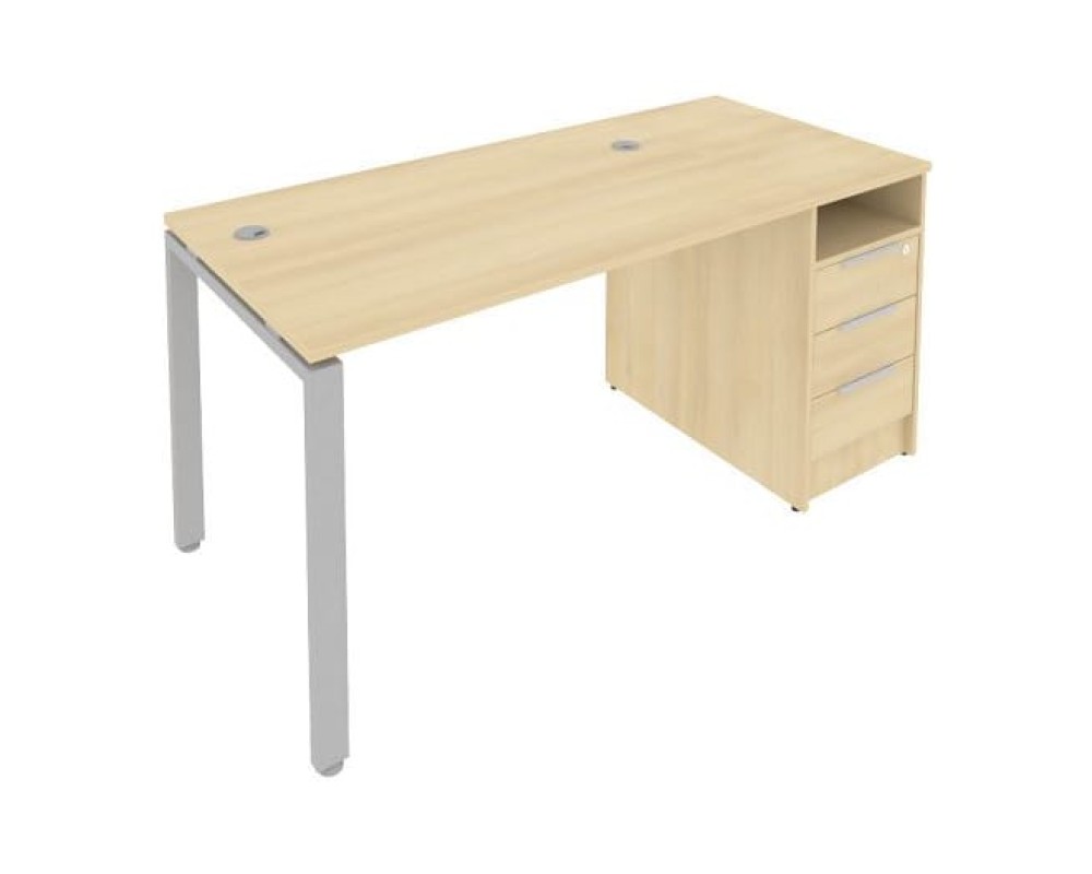 Workstation on a U-shaped metal frame with a supporting Pedestal 161.2x72x75 Metal System