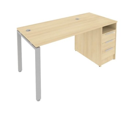 Workstation on a U-shaped metal frame with a supporting Pedestal 161.2x72x75 Metal System