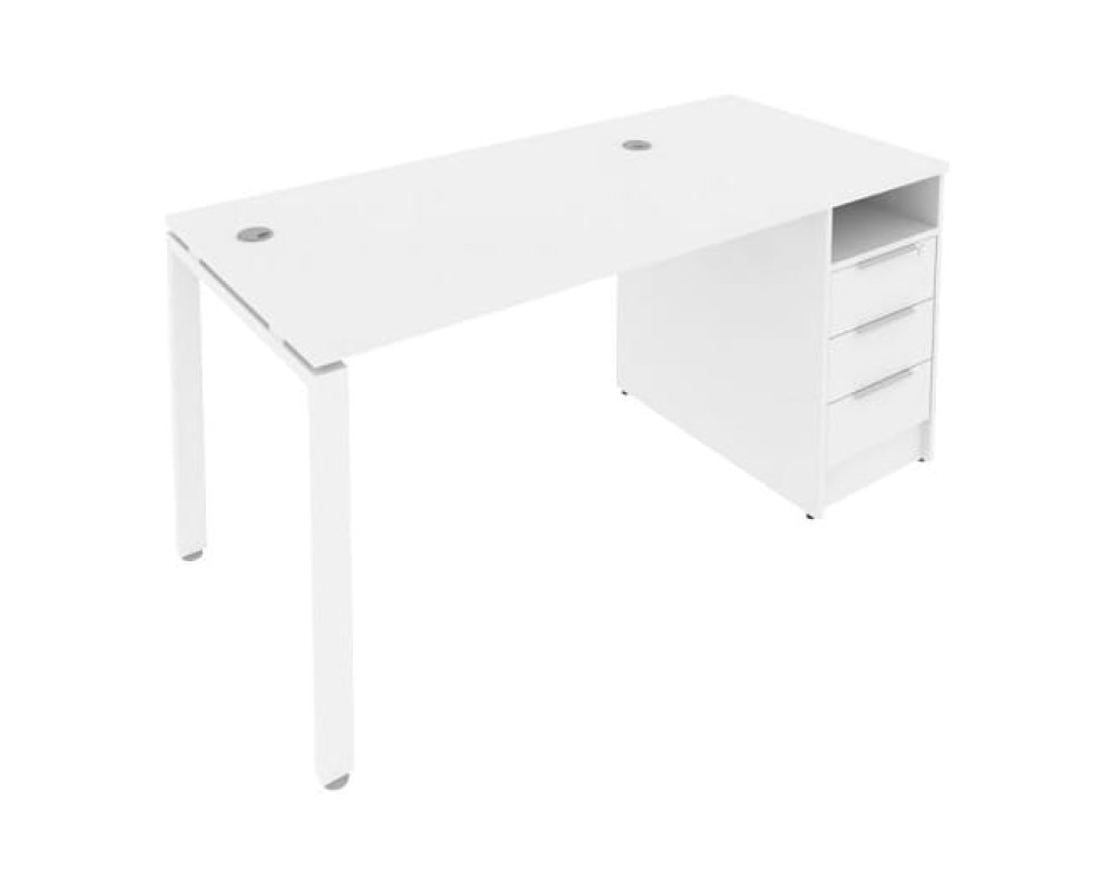 Workstation on a U-shaped metal frame with a supporting Pedestal 161.2x72x75 Metal System