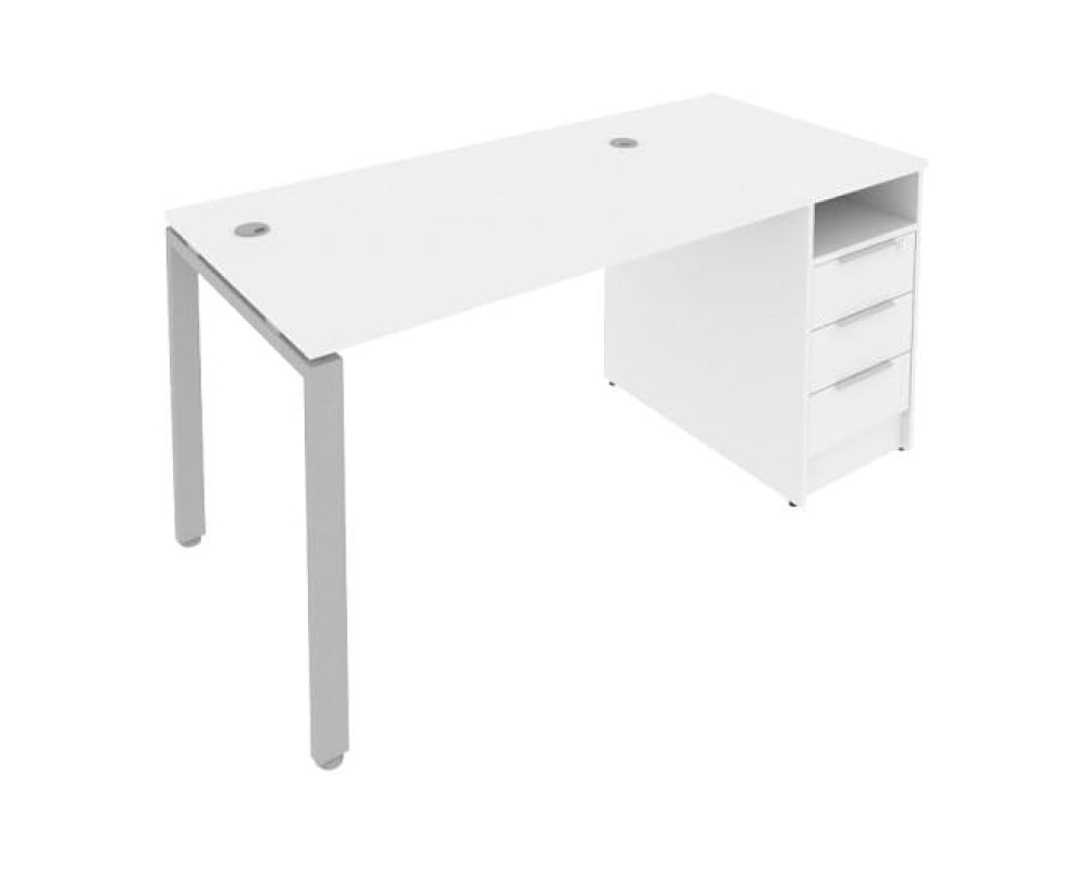Workstation on a U-shaped metal frame with a supporting Pedestal 161.2x72x75 Metal System