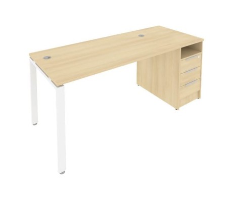 U-shaped metal frame workstation with supporting pedestal 181.2x72x75 Metal System