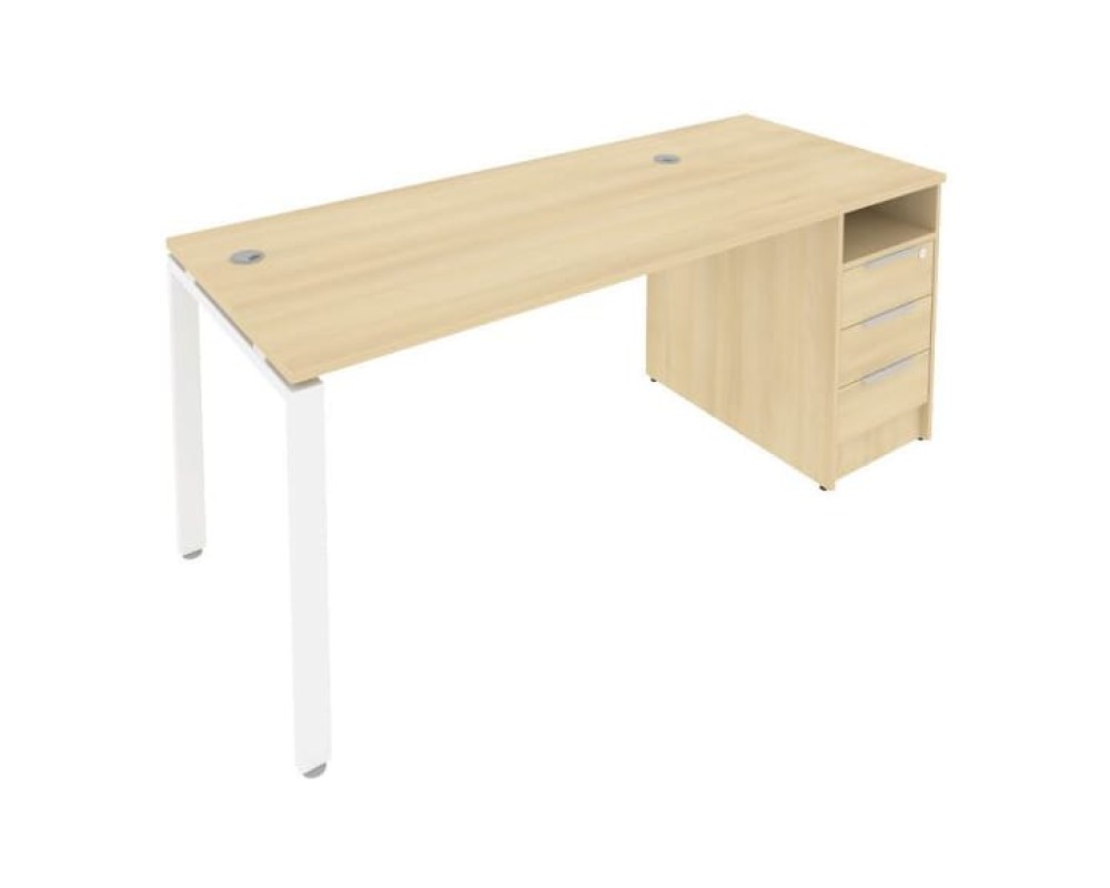 U-shaped metal frame workstation with supporting pedestal 181.2x72x75 Metal System