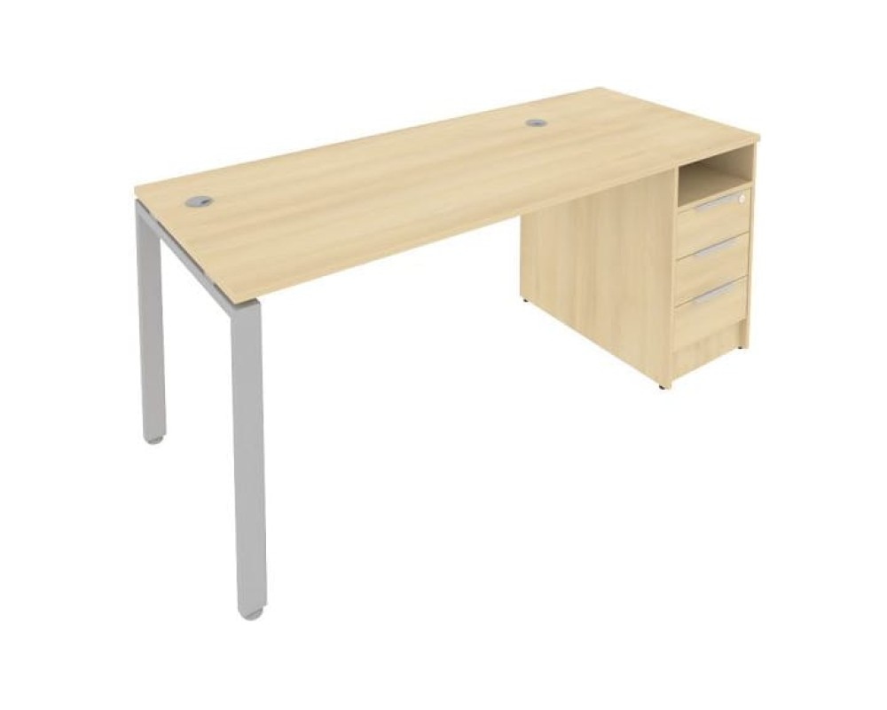 U-shaped metal frame workstation with supporting pedestal 181.2x72x75 Metal System