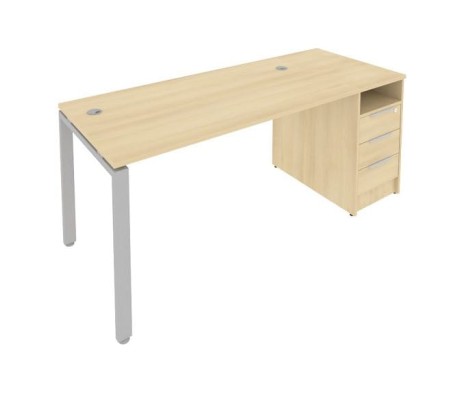 U-shaped metal frame workstation with supporting pedestal 181.2x72x75 Metal System