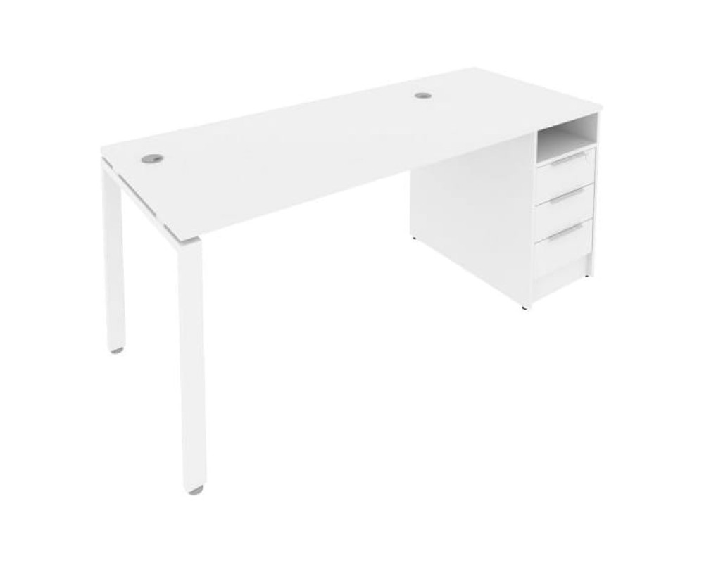 U-shaped metal frame workstation with supporting pedestal 181.2x72x75 Metal System