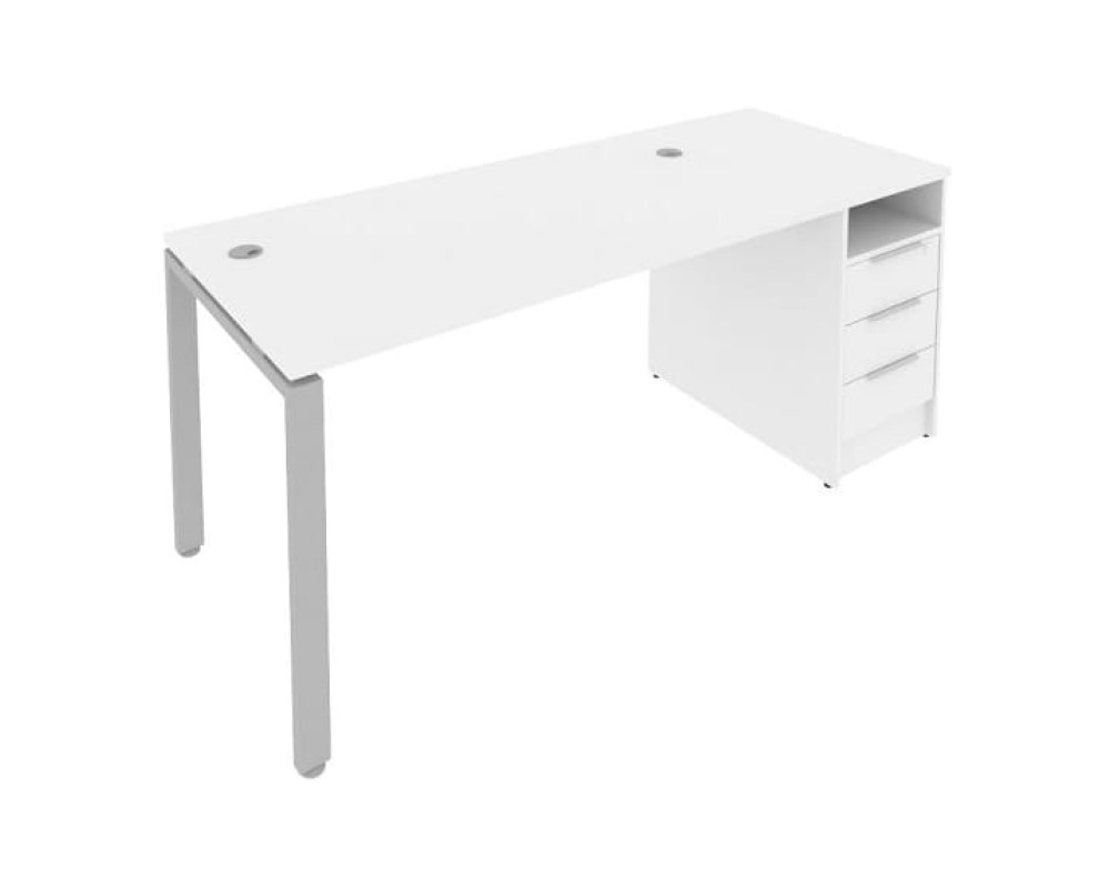 U-shaped metal frame workstation with supporting pedestal 181.2x72x75 Metal System