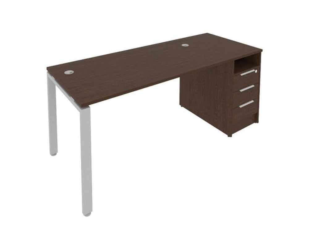 U-shaped metal frame workstation with supporting pedestal 181.2x72x75 Metal System