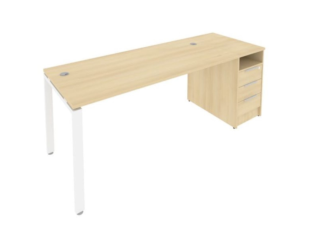 U-shaped metal frame workstation with supporting pedestal 201.2x72x75 Metal System