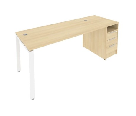 U-shaped metal frame workstation with supporting pedestal 201.2x72x75 Metal System