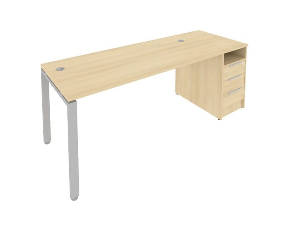 U-shaped metal frame workstation with supporting pedestal 201.2x72x75 Metal System