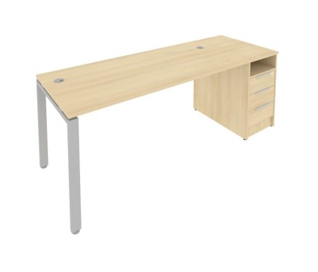 U-shaped metal frame workstation with supporting pedestal 201.2x72x75 Metal System