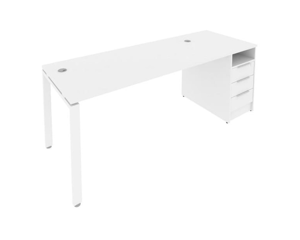 U-shaped metal frame workstation with supporting pedestal 201.2x72x75 Metal System