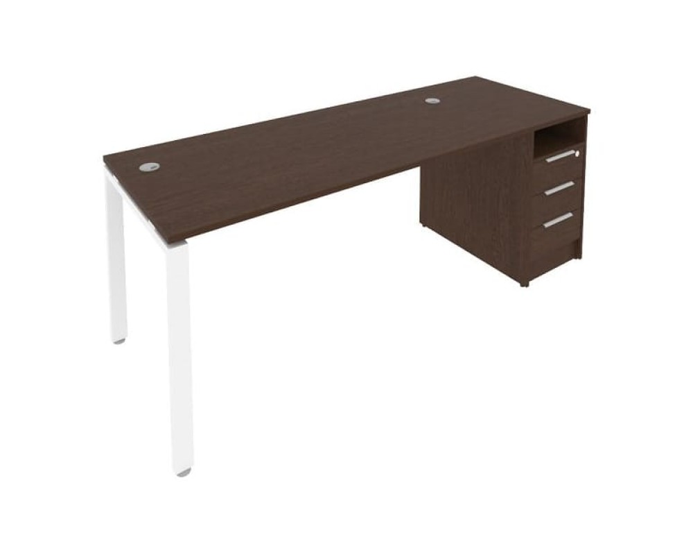 U-shaped metal frame workstation with supporting pedestal 201.2x72x75 Metal System