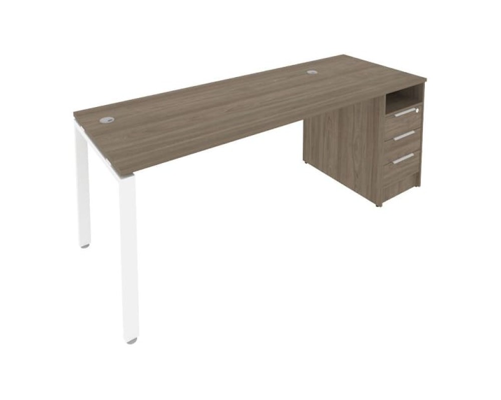 U-shaped metal frame workstation with supporting pedestal 201.2x72x75 Metal System