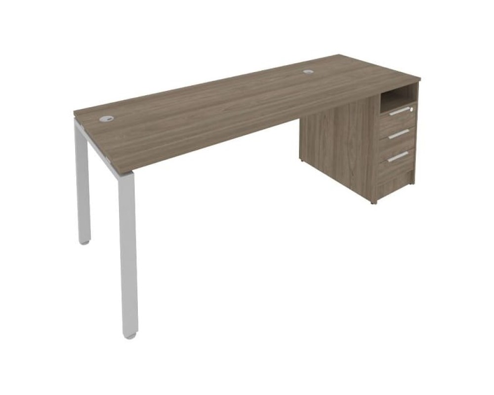 U-shaped metal frame workstation with supporting pedestal 201.2x72x75 Metal System