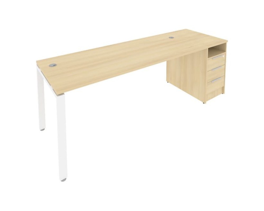 U-shaped metal frame workstation with supporting pedestal 221.2x72x75 Metal System