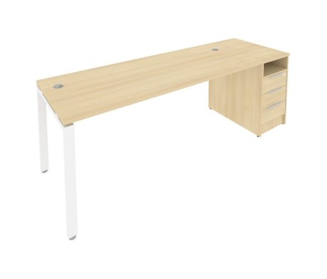 U-shaped metal frame workstation with supporting pedestal 221.2x72x75 Metal System