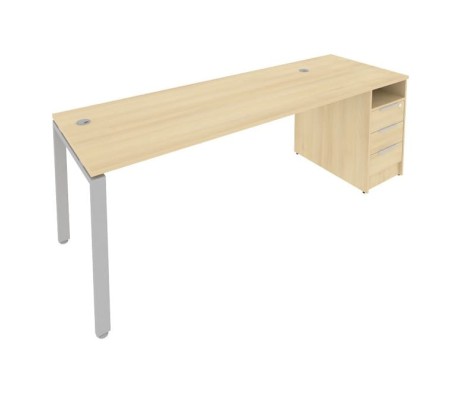 U-shaped metal frame workstation with supporting pedestal 221.2x72x75 Metal System