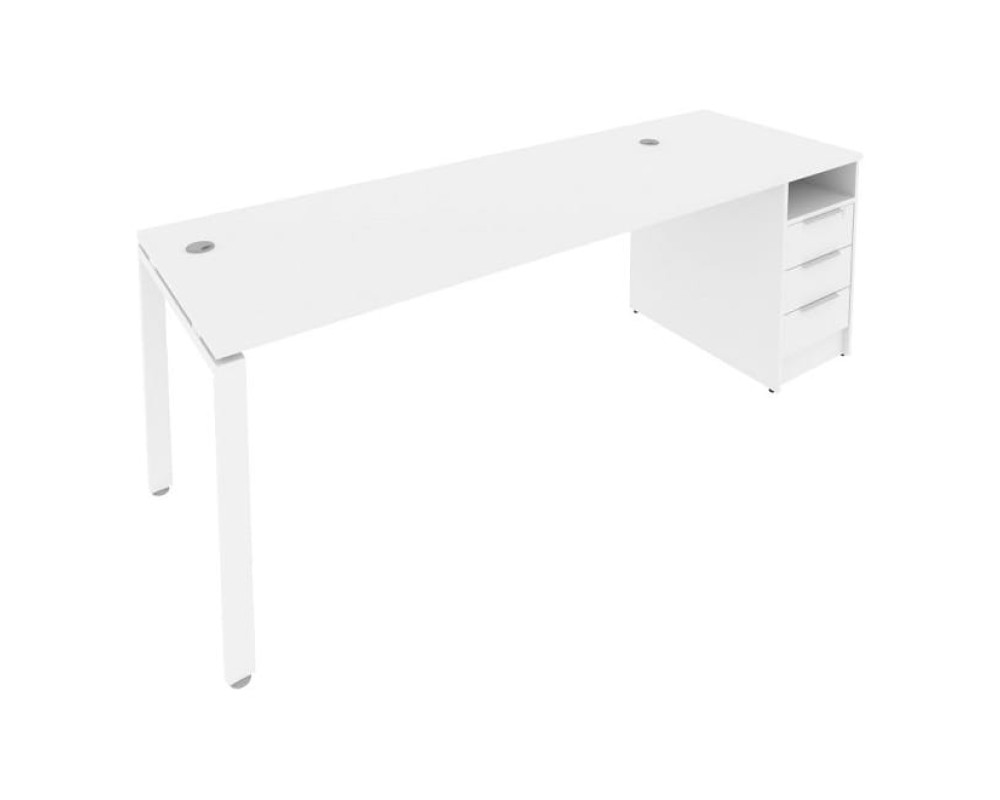 U-shaped metal frame workstation with supporting pedestal 221.2x72x75 Metal System