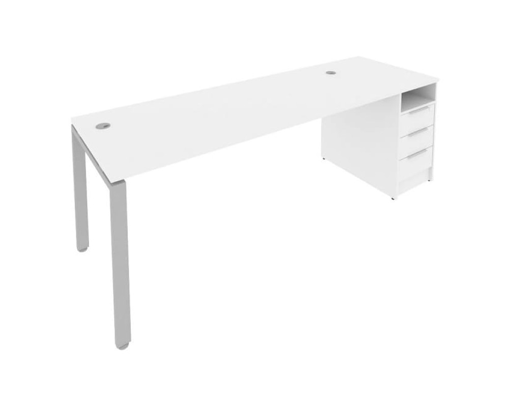 U-shaped metal frame workstation with supporting pedestal 221.2x72x75 Metal System