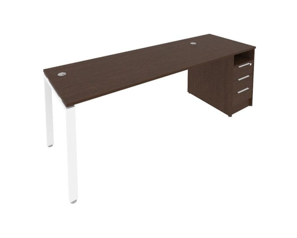 U-shaped metal frame workstation with supporting pedestal 221.2x72x75 Metal System