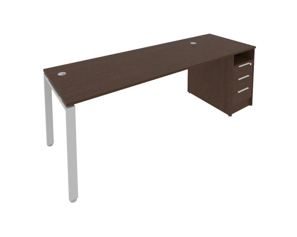 U-shaped metal frame workstation with supporting pedestal 221.2x72x75 Metal System