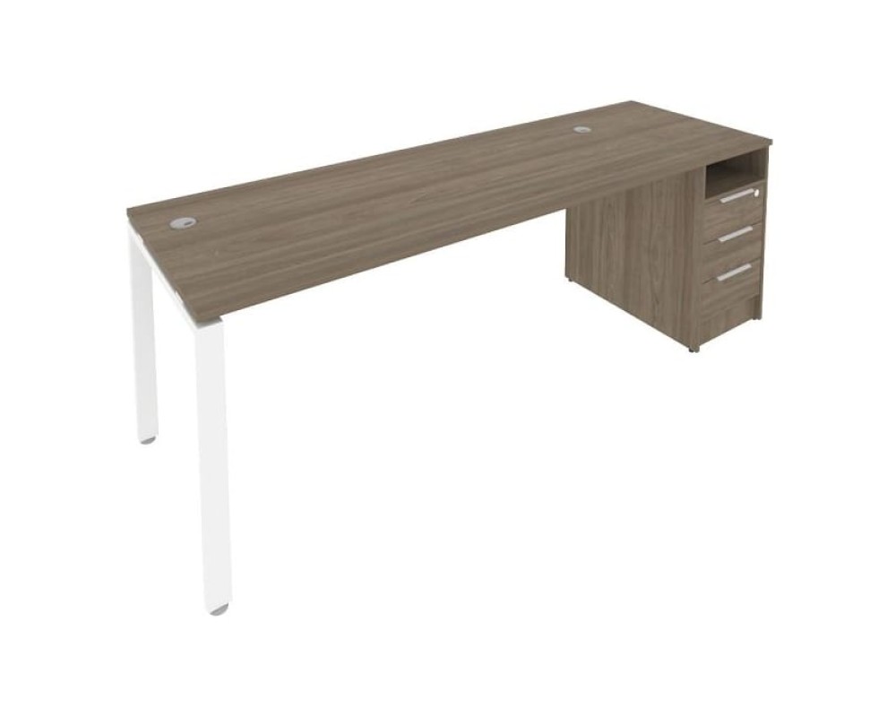 U-shaped metal frame workstation with supporting pedestal 221.2x72x75 Metal System