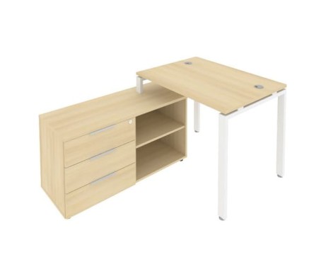 U-shaped metal frame workstation with supporting pedestal left 110x152x75 Metal System