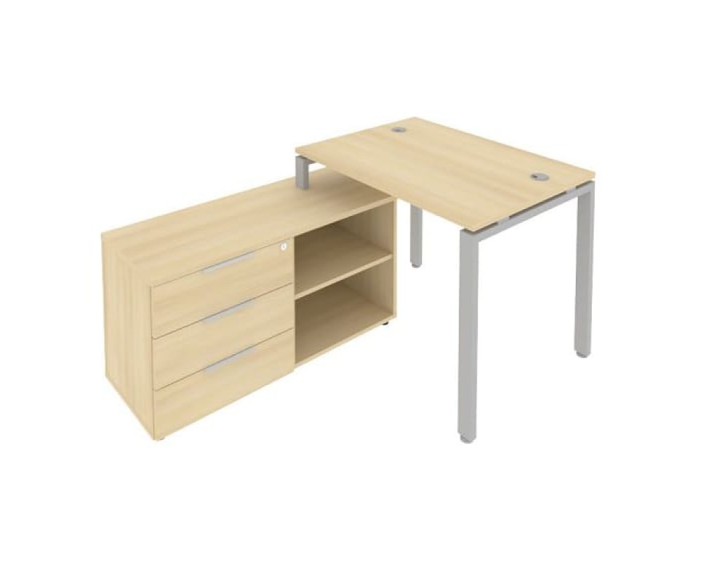 U-shaped metal frame workstation with supporting pedestal left 110x152x75 Metal System