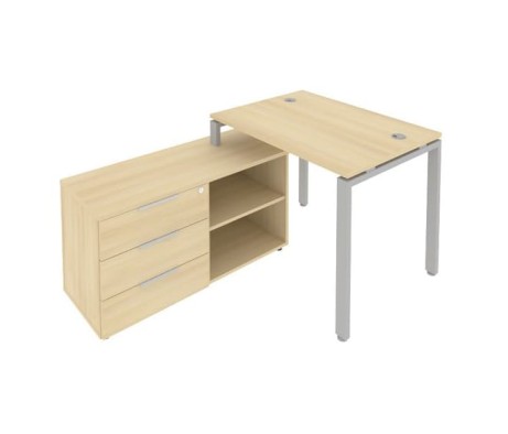 U-shaped metal frame workstation with supporting pedestal left 110x152x75 Metal System