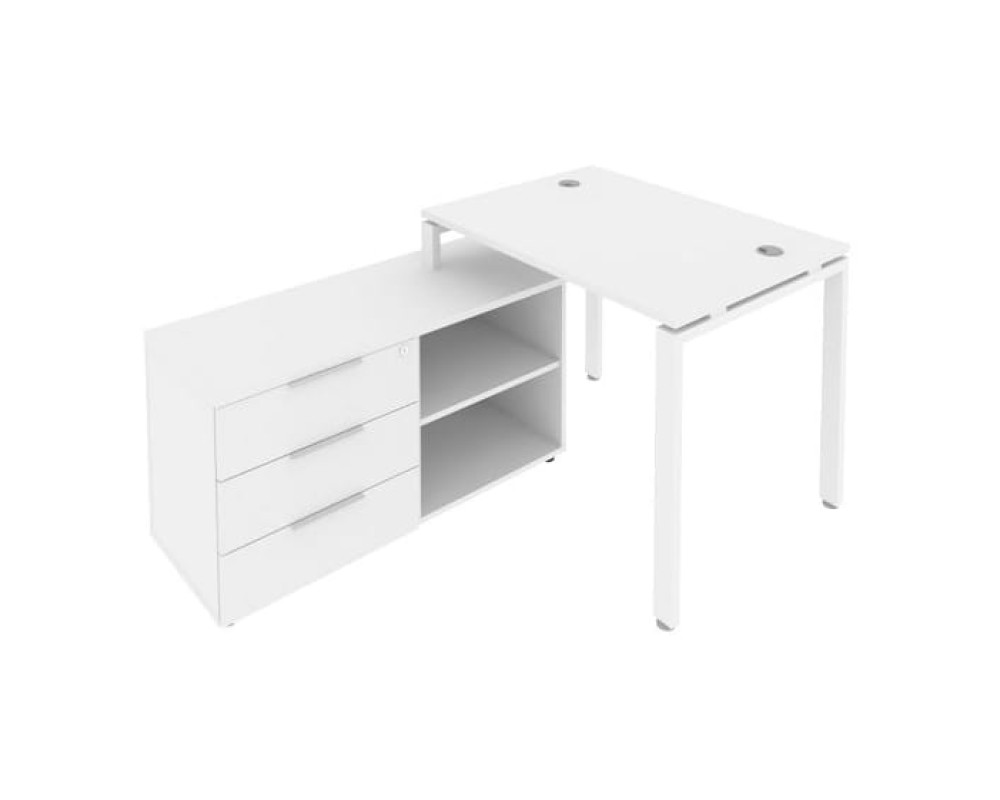 U-shaped metal frame workstation with supporting pedestal left 110x152x75 Metal System